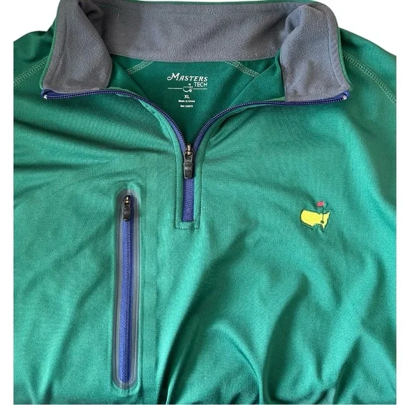 Masters Golf Sweater Green Quarter-Zip Pullover - Picture 3 of 11